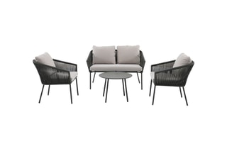 Salon de jardin Vero - 4 places - Canapé - 2 fauteuils - Table basse - 60 x 45 cm