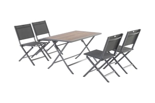 Table pliante de jardin - Gris et naturel - 4 couverts - 110 x 71 x 71 cm