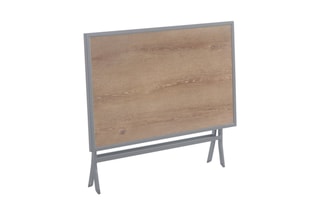 Table pliante de jardin - Gris et naturel - 4 couverts - 110 x 71 x 71 cm