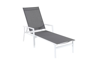 2 chaises longues Aloe - Blanc et gris - 193 x 68 x 51 cm