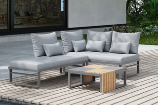 Salon de jardin modulable Vento - 4 places - 2 canapés - 2 tables multipostions - 69 x 35 x 31,5 cm