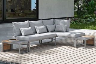 Salon de jardin modulable Vento - 4 places - 2 canapés - 2 tables multipostions - 69 x 35 x 31,5 cm