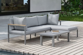 Salon de jardin modulable Mindelo - 4 places - Canapé - Table basse - 100 x 49 x 34 cm