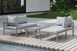 Salon de jardin modulable Mindelo - 4 places - Canapé - Table basse - 100 x 49 x 34 cm