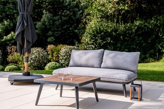 Salon de jardin Antao - 2 places - Modulable - Canapé - Table basse 75 x 75 x 38 cm