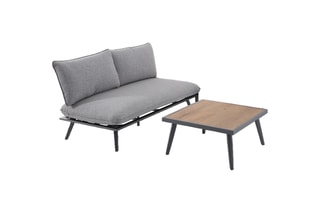 Salon de jardin Antao - 2 places - Modulable - Canapé - Table basse 75 x 75 x 38 cm