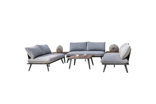 Salon de jardin Antao - 6 places - Modulable - 3 canapés - 3 tables basses 75 x 75 x 38 cm