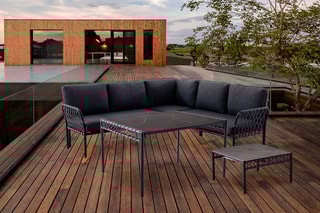 Salon de jardin Almond - 5 places - Canapé - Tables 70 x 70 x 38 cm et 97 x 97 x 65 cm