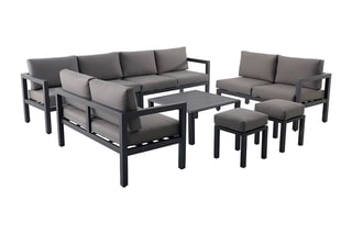 Salon de jardin d'angle Carolina - 10 places  -  Modulable - 4 canapés - 2 tabourets - Table basse - 81,5 x 81,5 x 40 cm