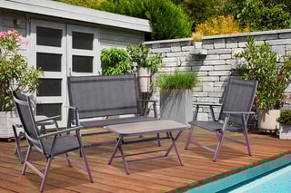 Salon de jardin Sycamore - 4 places - Canapé - 2 fauteuils - 2 tables - 45 x 45 x 45 cm / 85 x 45 x 45 cm