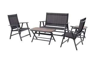 Salon de jardin Sycamore - 4 places - Canapé - 2 fauteuils - 2 tables - 45 x 45 x 45 cm / 85 x 45 x 45 cm