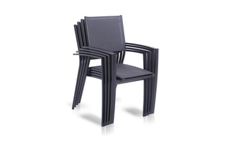 Ensemble de jardin Vasco - 8 places - Extensible - Empilable - Table extensible 180-240 x 100 x 76 cm - 8 fauteuils empilables