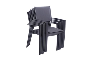 Ensemble de jardin - 10 places - Table extensible 160/240 x 100 x 75 cm - 10 fauteuils empilables