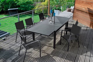 Ensemble de jardin - 8 places - 8 fauteuils empilables - Table extensible - 165/261 x 100 x 75 cm