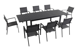 Ensemble de jardin - 8 places - 8 fauteuils empilables - Table extensible - 165/261 x 100 x 75 cm
