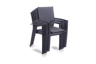 Ensemble de jardin Confort - Jusqu'à 10 places - Table extensible 165/261 x 100 x 75 cm - 10 fauteuils empilables