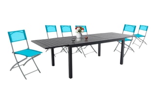 Ensemble de jardin - 6 places - 6 chaises pliables - Table extensible - 165/261 x 100 x 75 cm