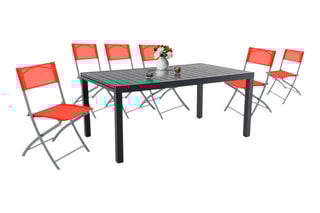 Ensemble de jardin - 6 places - 6 chaises pliables - Table extensible - 165/261 x 100 x 75 cm