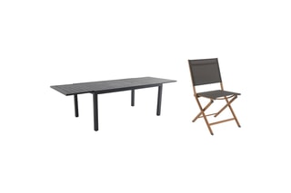 Ensemble de jardin - Jusqu’ à 6 places - Table extensible 165/261 x 75 x 100 cm - 6 chaises pliables