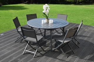 Salon de jardin repas - Gris - Jusqu'à 8 couverts - 120 kg