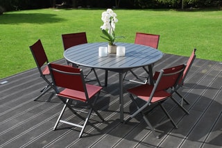 Ensemble de jardin - Gris et rouge - Jusqu'à 8 couverts - 120 kg