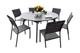 Ensemble de jardin - Jusqu'à 8 places - Table extensible 150/200 x 141 x 76 cm - 6 chaises empilables