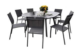 Ensemble de jardin - 8 places - Table extensible 150/200 x 141 x 76 cm - 8 chaises empilables