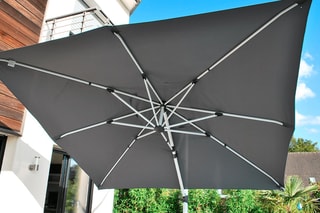 Parasol déporté carré - Gris et blanc - 3 x 3 x 2,64 m