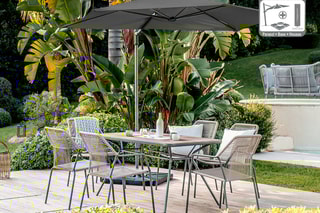 Ensemble parasol déporté avec pied Sunflower - Housse de protection - 4 lests - Parasol déporté - D2,7 x H2,45 m