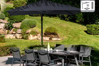 Ensemble parasol déporté avec pied Palm Beach - Housse de protection - 4 lests - Parasol déporté - 2,5m x 2,5m x 2,48 m