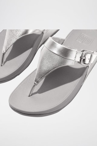 Leren Sandalen met Sleehak Zilverkleurig