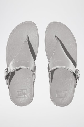 Leren Sandalen met Sleehak Zilverkleurig