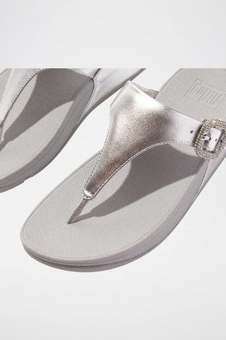 Leren Sandalen met Sleehak Zilverkleurig