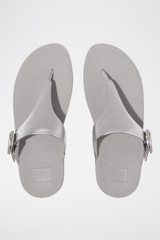 Leren Sandalen met Sleehak Zilverkleurig