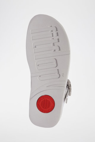 Leren Sandalen met Sleehak Zilverkleurig