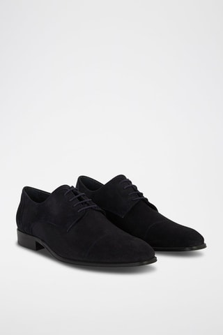 Kalfsnubuck Derby’s - Marineblauw