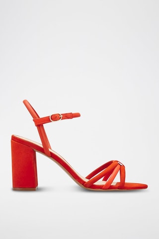 Leren Sandalen met Hak Oranje