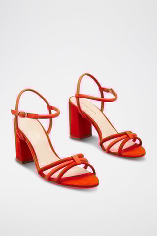 Leren Sandalen met Hak Oranje