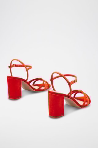 Leren Sandalen met Hak Oranje