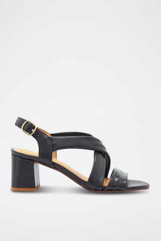 Geitenleren Sandalen met Hak Vizzo Zwart