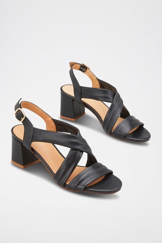 Geitenleren Sandalen met Hak Vizzo Zwart