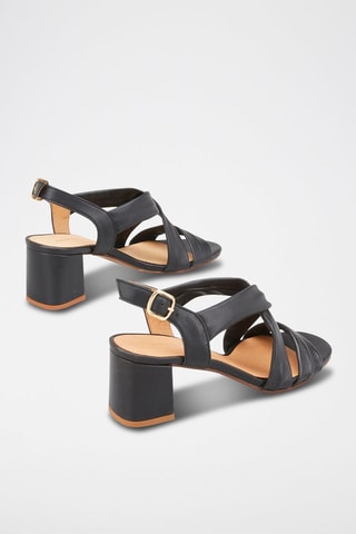 Geitenleren Sandalen met Hak Vizzo Zwart