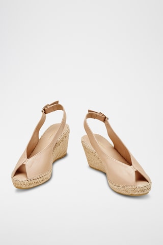 Leren Sandalen met Sleehak Nalla - Beige