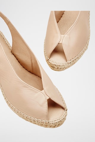Leren Sandalen met Sleehak Nalla - Beige