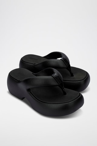Platform Slippers Free Fuzzy - Zwart