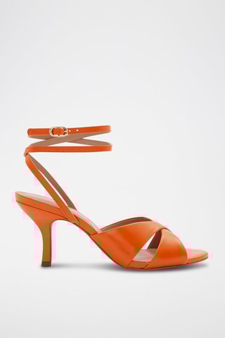 Leren Sandalen met Hak - Oranje