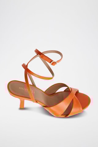 Leren Sandalen met Hak - Oranje