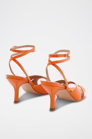 Leren Sandalen met Hak - Oranje