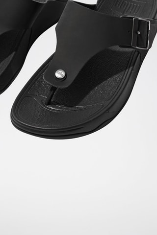 Leren Sandalen met Sleehak Trakk II - zwart