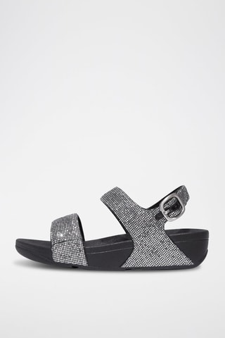Sandalen met Sleehak - Zwart en Zilverkleurig
